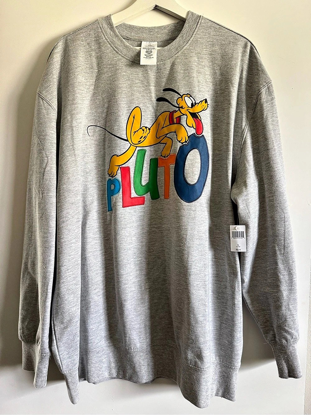 Disney Store Pluto Graphic Pullover Sweatshirt Gray XL
